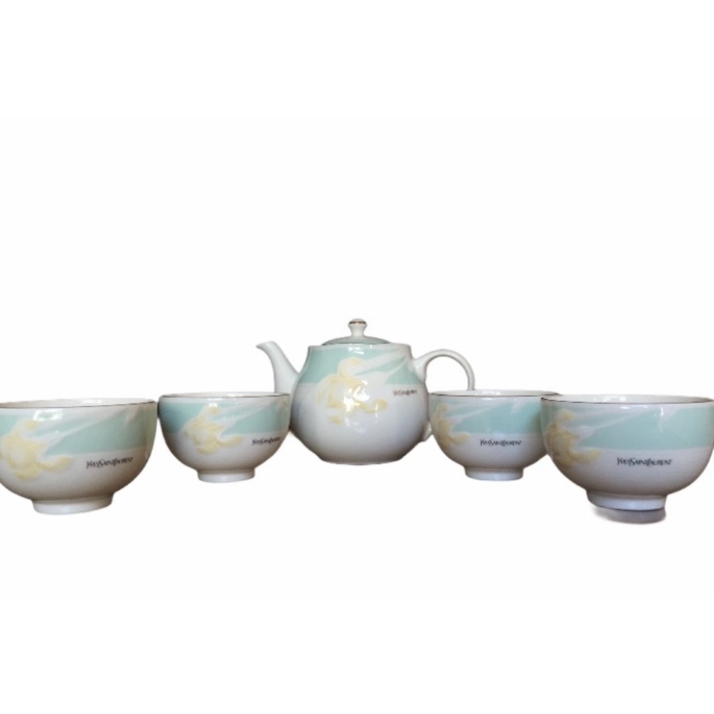 HP 6/18🎉 YSL Collection x Yamaka • Vintage Teapot Set Teacups Service for 4 - Picture 2 of 6